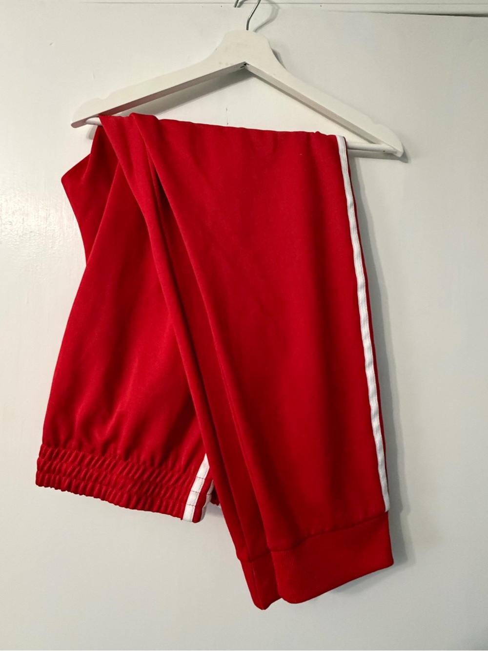 Men’s adidas Red Jogger Sweatpants with White Side Stripe